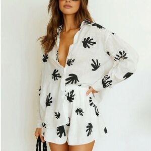 Chill Life Plant Print Shorts Set